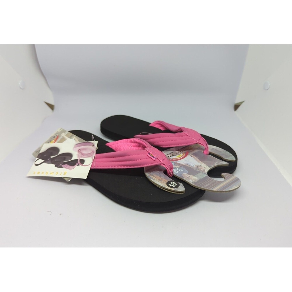 Rainbow Grombows Sandals Big Kids Girls Sz 4/5 Black Pink Flop Flop Sandals NWT